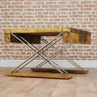 Industrial X Frame Stainless Steel & Reclaimed Wood Handmade Coffee / Sofa Table