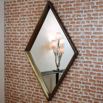 LARGE Moselle Diamond Antique Bronze Landscape Portrait Mirror 163 x 101 cm  New