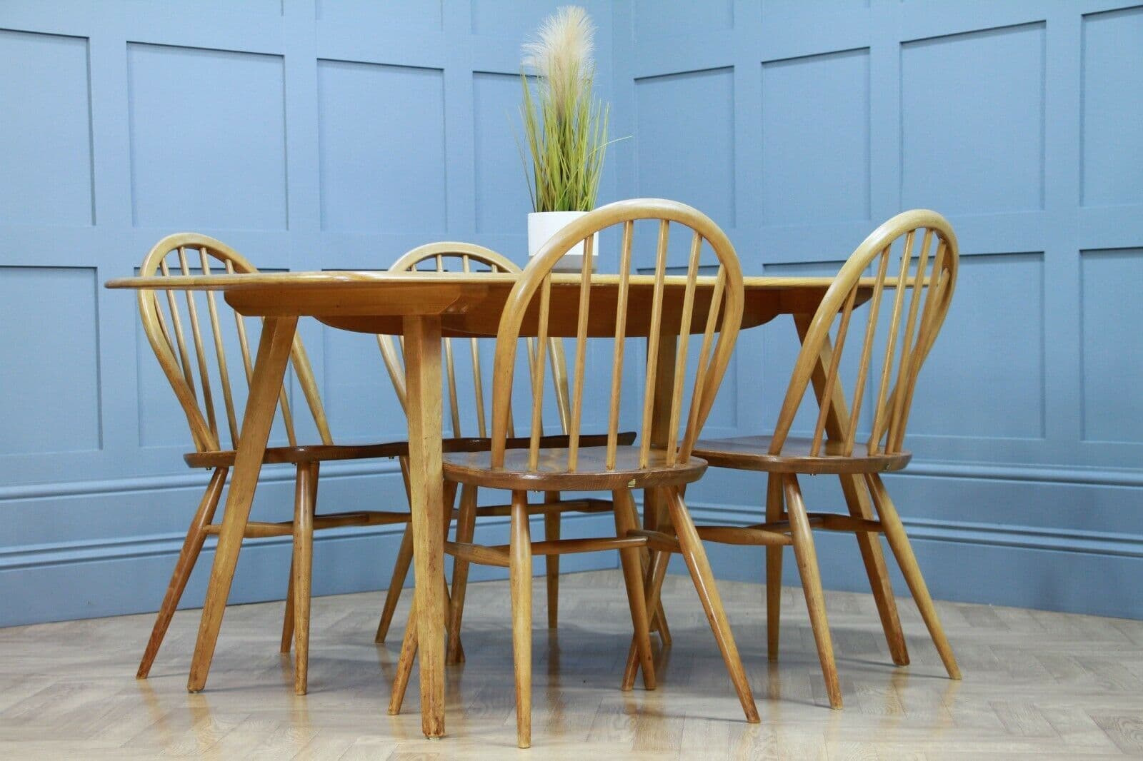 Mid Century Vintage 1960 Ercol Blonde Long Plank Dining Table & 4 ...
