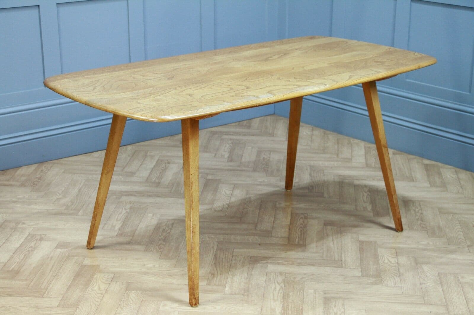 Mid Century Vintage 1960 Ercol Blonde Long Plank Dining Table & 4 ...