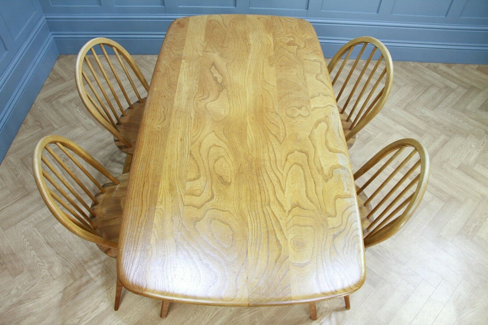 Mid Century Vintage 1960 Ercol Blonde Long Plank Dining Table & 4 ...