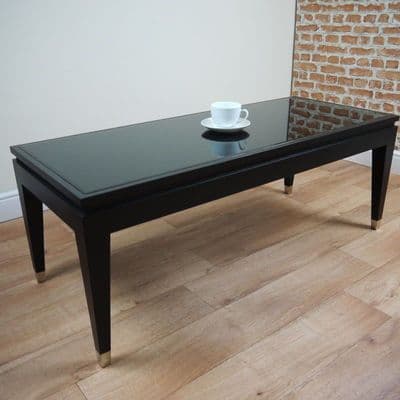 NEW RV Astley Modena Contemporary Matt Black Coffee Table Glass Top Elegant
