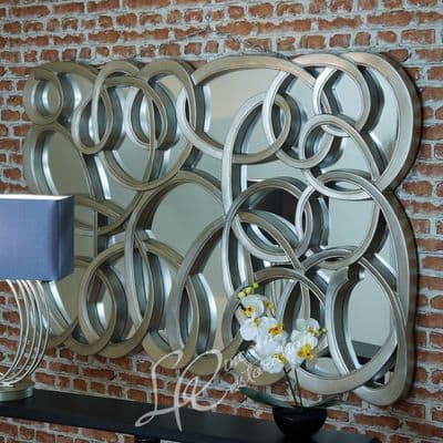 New RV Astley Swirl Front Large Champagne Silver leaf Wall Mirror Landscape Portrait