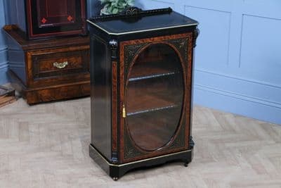 Original Antique Aesthetic Movement Ebonised & Gold Inlaid Display Cabinet C1880