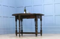 Original Antique Early Georgian Solid Oak Drop Leaf / Gate Leg Table With Drawer