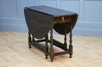 Original Antique Early Georgian Solid Oak Drop Leaf / Gate Leg Table With Drawer