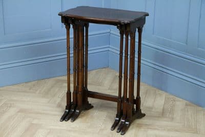 Original Antique Edwardian Solid Mahogany Nest of Three Side Tables C1890