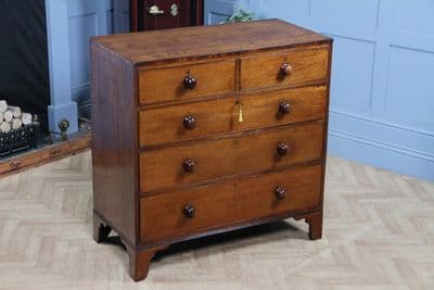 Original Antique Georgian Mahogany Chest Bank of 5 Drawers Restored Locking 1820