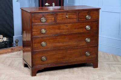 Original Antique Georgian Mahogany Chest Bank of 6 Drawers 3 over 3 Restored C1830