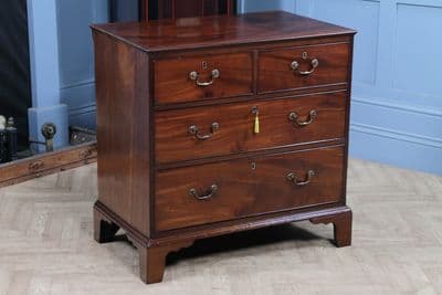 Original Antique Georgian Mahogany Small Chest Bank of 4 Drawers Locking C1780