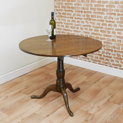 Original Antique Georgian Oak Tilt Top Tripod Breakfast Table Lamp Occasional