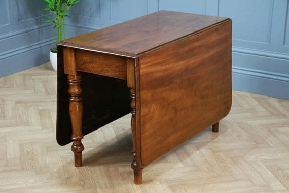 Original Antique Mid Victorian Solid Mahogany Drop Leaf Dining Table C1880