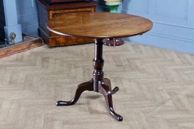 Original Antique Solid Oak Georgian Flip / Tilt Top Tripod Breakfast Table C1830