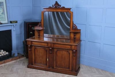 Original Antique Victorian 2 Door Mirror Back Mahogany Server Sideboard 1860