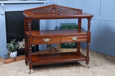 Original Antique Victorian 3 Tier Walnut Dumb Waiter / Server Buffet Side Table