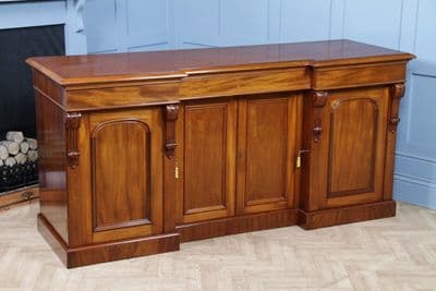 Original Antique Victorian Grand 4 Door Blond Fiddleback Mahogany Breakfront Sideboard C1870