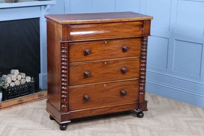 Original Antique Victorian Moderately Sized Mahogany Scottish Chest of 4 Drawers