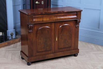 Original Antique Victorian Small 2 Door Flame Mahogany Sideboard Cupboard C1870