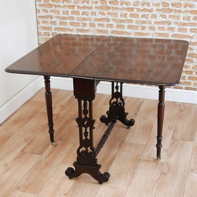 Original Antique Victorian Solid Mahogany Drop Leaf Sutherland Dining Tea Table