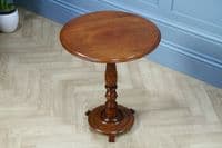 Original Antique Victorian Solid Mahogany Round Low Wine Lamp Table Occasional