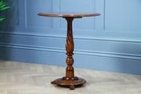 Original Antique Victorian Solid Mahogany Round Low Wine Lamp Table Occasional