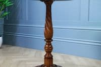 Original Antique Victorian Solid Mahogany Round Low Wine Lamp Table Occasional