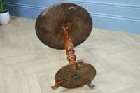Original Antique Victorian Solid Mahogany Round Low Wine Lamp Table Occasional