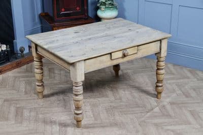 Original Victorian Pine Kitchen Table Scrub Top Restored Hand Stripped W/ Drawer
