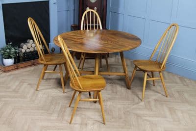 Original Vintage Ercol Blonde Colonial Model 377 Elm Drop Leaf Dining Table 1960's