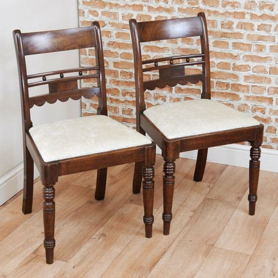 Pair of Antique Original Georgian Mahogany Period Dining Chairs / Hall C1800