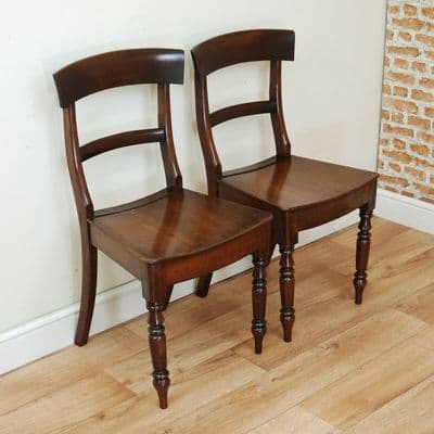 Pair of Antique Regency Country made William IV Fruitwood Period Hall Chairs