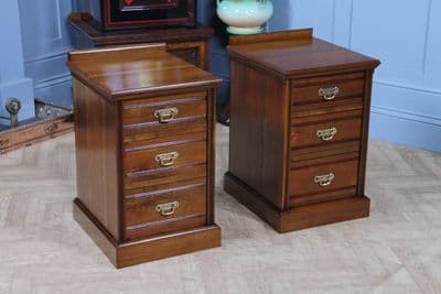 Pair of Victorian Walnut Bedside Cupboards Cabinets Chests Lamp Side Table C1880