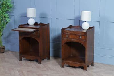 Pair of Vintage Mahogany Bedside Cabinet Lamp Tables With Pull out Slides C1970
