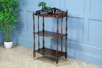 Rare Antique Late Georgian Solid Rosewood Carved 3 Tier What Not Display Shelf