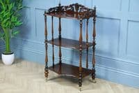 Rare Antique Late Georgian Solid Rosewood Carved 3 Tier What Not Display Shelf