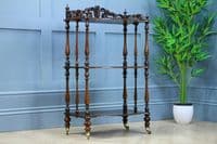 Rare Antique Late Georgian Solid Rosewood Carved 3 Tier What Not Display Shelf