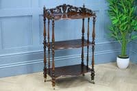 Rare Antique Late Georgian Solid Rosewood Carved 3 Tier What Not Display Shelf