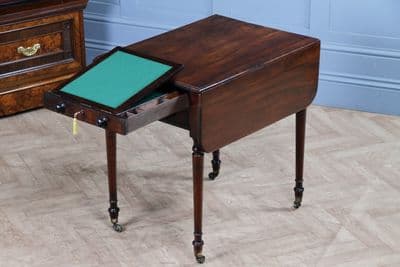 Rare Georgian George III Mahogany Secretaire Pembroke Work Table Fitted Drawer With Key C1790