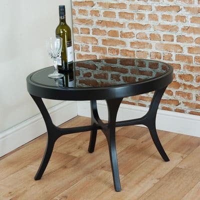 RV Astley Abbert Black Side Table Bevelled Glass Contemporary Occasional Coffee