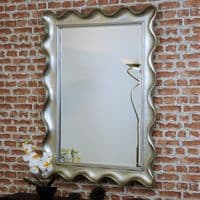 RV Astley Antiqued Waved Edge Silver Leaf Landscape Portrait Wall Hanging Mirror - 162566864859