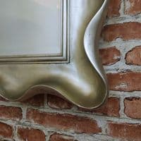 RV Astley Antiqued Waved Edge Silver Leaf Landscape Portrait Wall Hanging Mirror - 162566864859