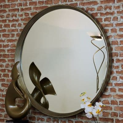 RV Astley Foyle Round Distressed Gold Leaf Large Wall Hanging Mirror