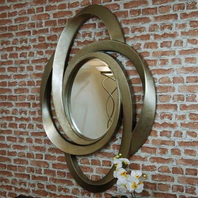 RV Astley Lazio Contemporary Antiqued Gold leaf Wall Mirror Landscape / Portrait
