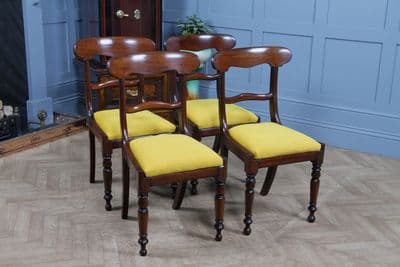 Set of 4 Antique Early Victorian Mahogany Bar Back Dining Chairs Restored C1840