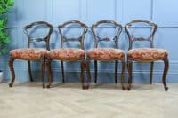 Set of 4 Antique Original Victorian French Walnut Crown Back Dining Chairs C1880