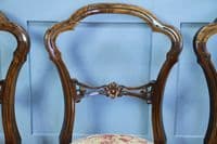 Set of 4 Antique Original Victorian French Walnut Crown Back Dining Chairs C1880
