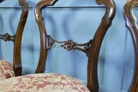Set of 4 Antique Original Victorian French Walnut Crown Back Dining Chairs C1880
