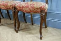 Set of 4 Antique Original Victorian French Walnut Crown Back Dining Chairs C1880