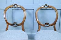 Set of 4 Antique Victorian Walnut Balloon Back Dining Chairs Cabriole Original