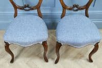 Set of 4 Antique Victorian Walnut Balloon Back Dining Chairs Cabriole Original